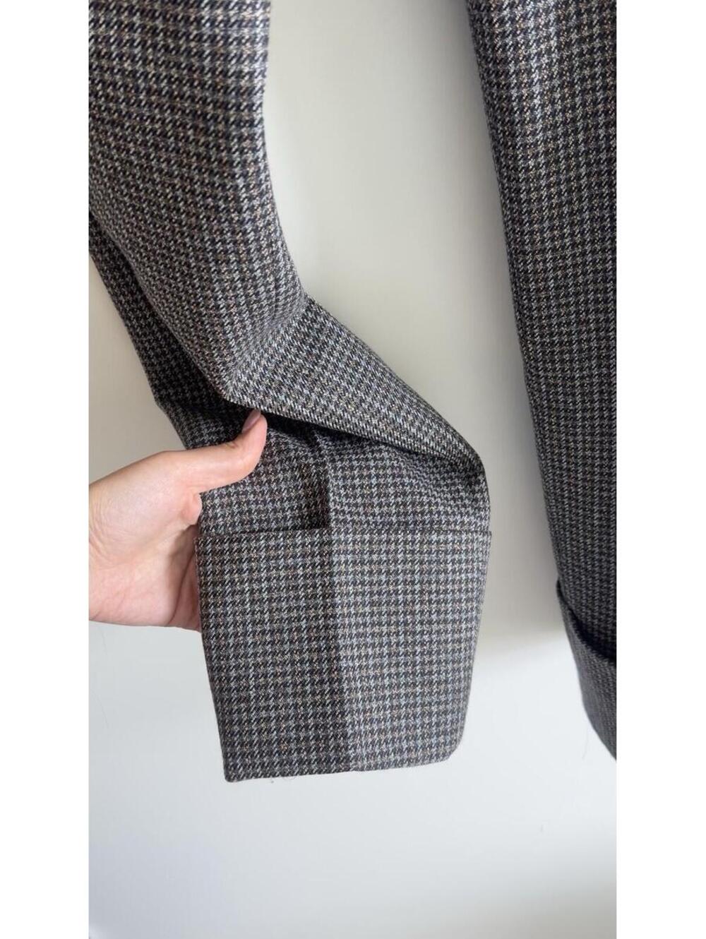 Theory Wool Plaid Ankle Pants Cuffed Trousers Size 2 Gray Brown Tailored - Picture 6 of 9